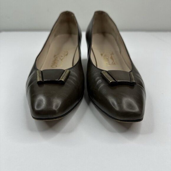 Salvatore Ferragamo Women’s Brown Canora Designer‎ Leather Pump US 7.5 B - Picture 3 of 16